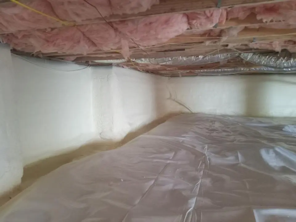 Crawl space encapsulation with closed-cell spray foam for Roof Waterproofing in New Bedford